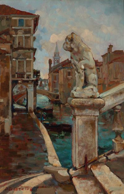 Chioggia, fondamenta a Vigo, olio su compensato, 1928