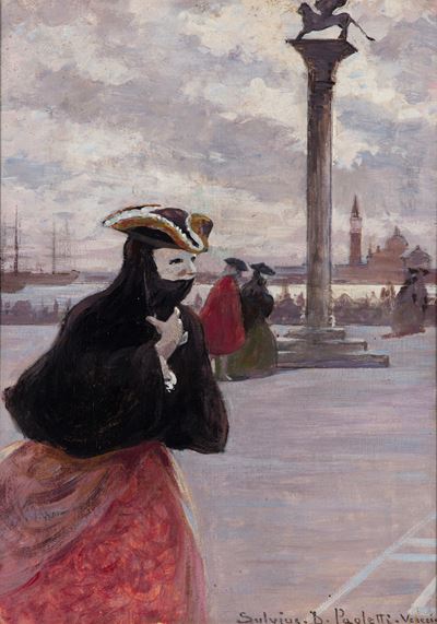 Carnevale a Venezia, tempera su cartone telato