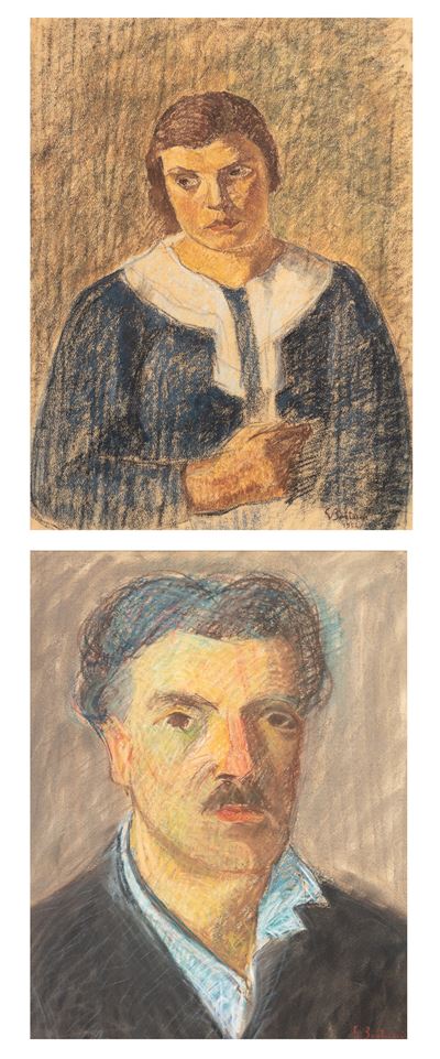 I coniugi (1952), coppia di pastelli su cartoncino