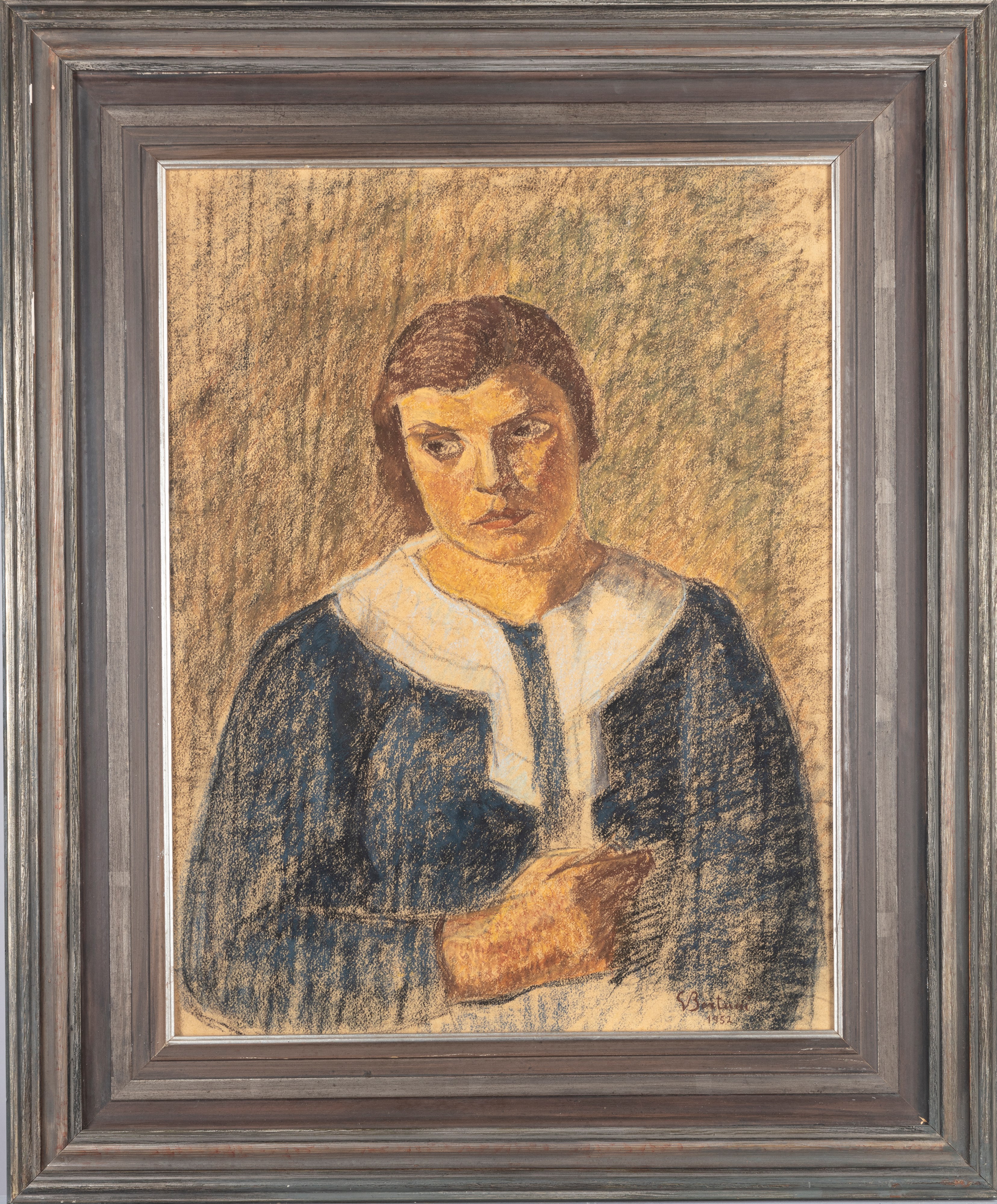 Giacomo Bertucci - I coniugi (1952), coppia di pastelli su cartoncino