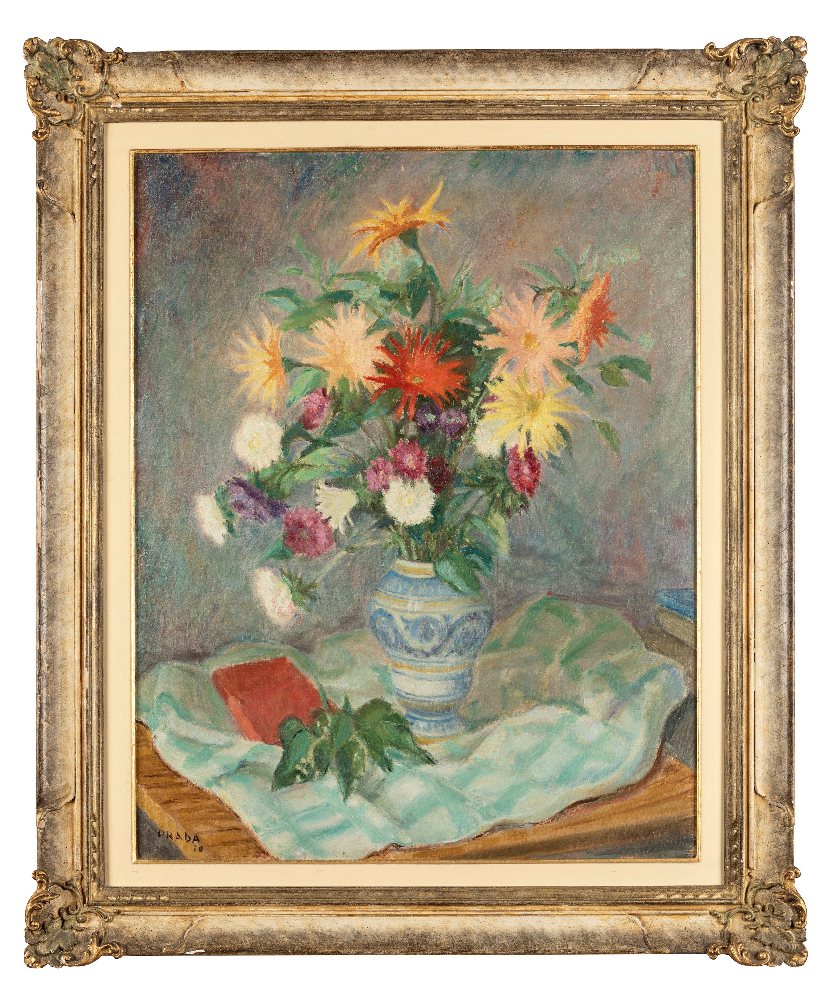 Carlo Prada - Vaso di fiori, olio su tela