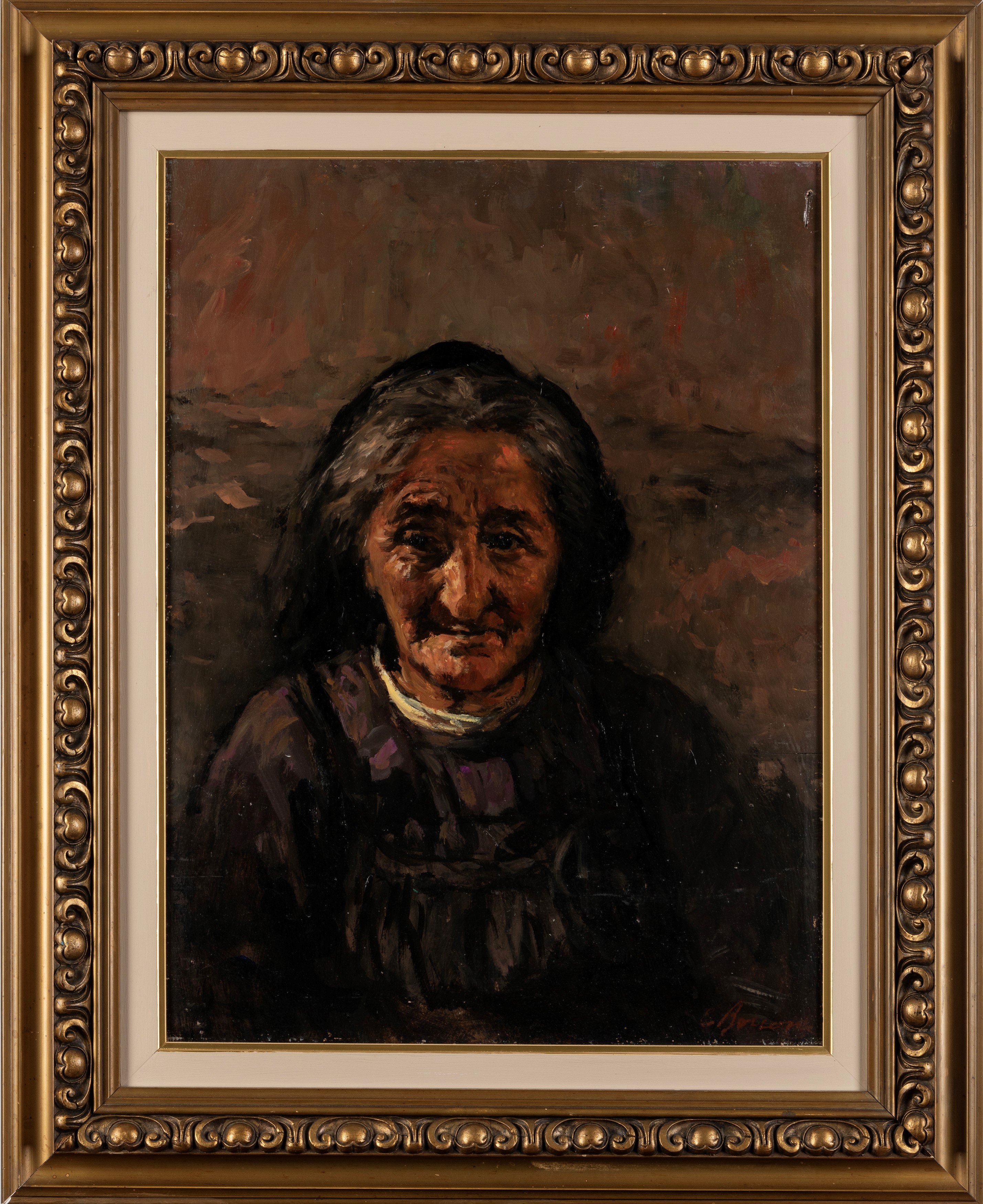 Carlo Bossone - La vecchia campanara, olio su compensato