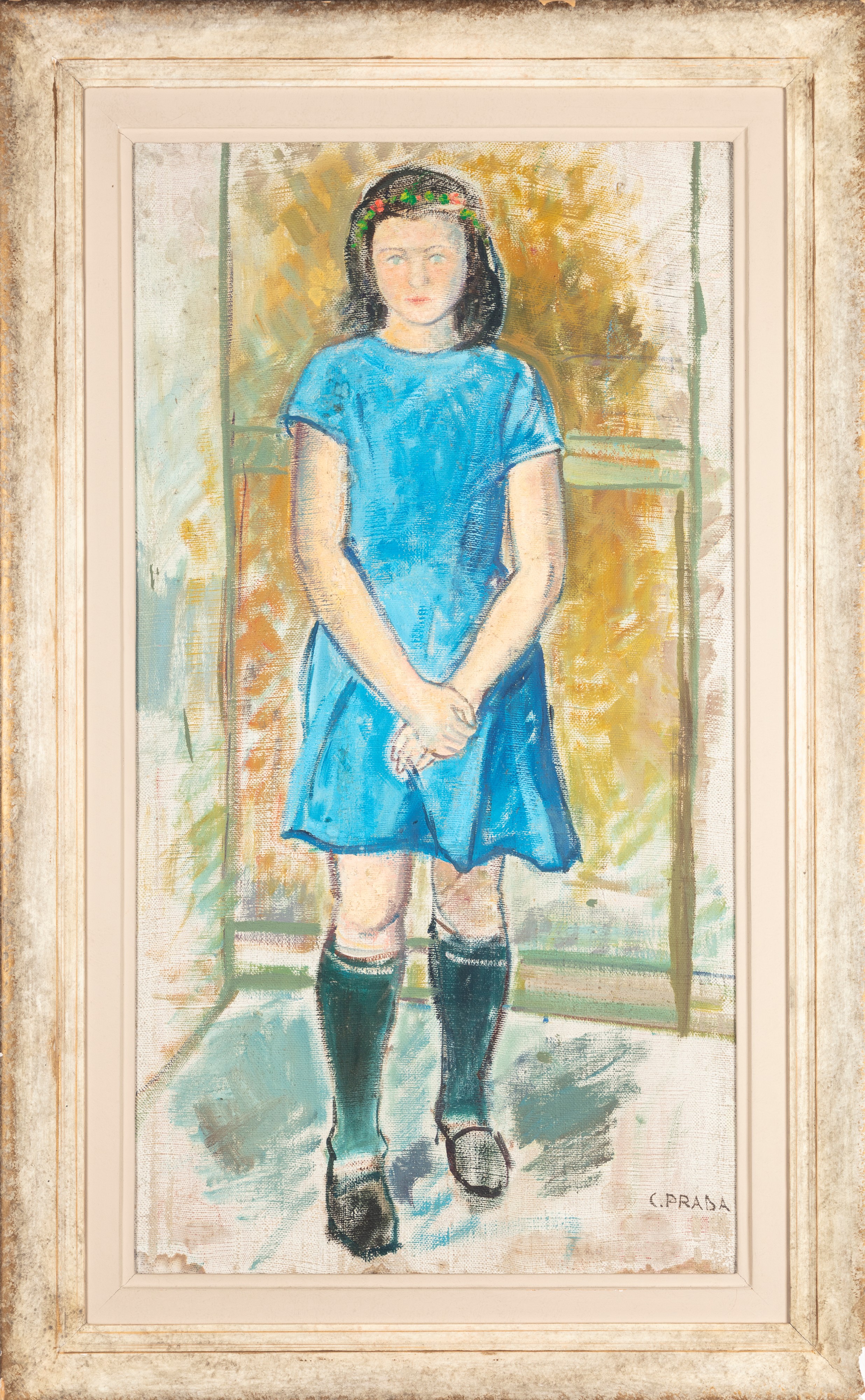 Carlo Prada - Bambina, olio su tela, 77 x 42 cm