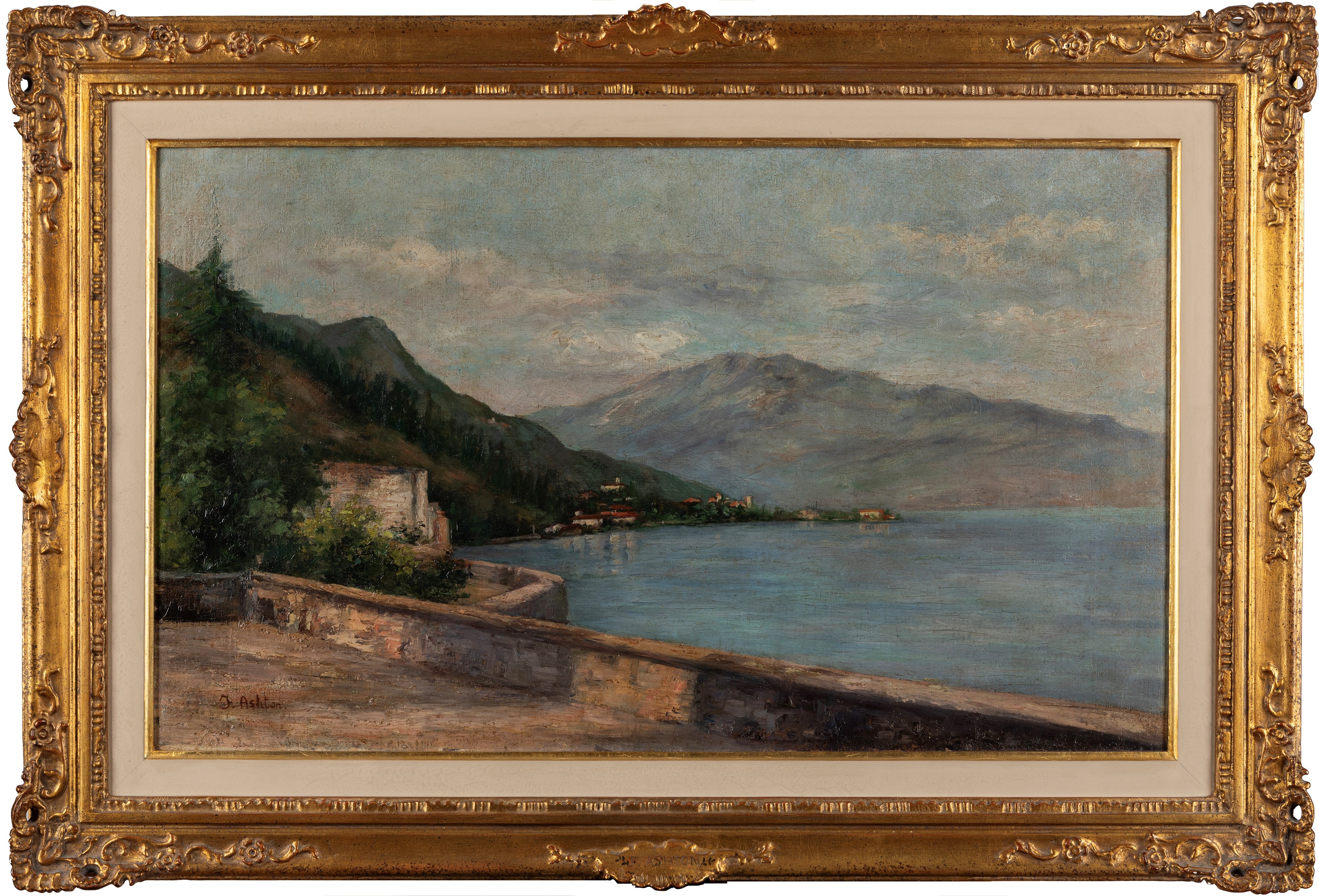 Federico Ashton - Scorcio del Lago Maggiore, olio su tela