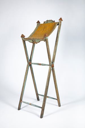 A lacquered and partially gilded wooden folding book stand, 18/19th century