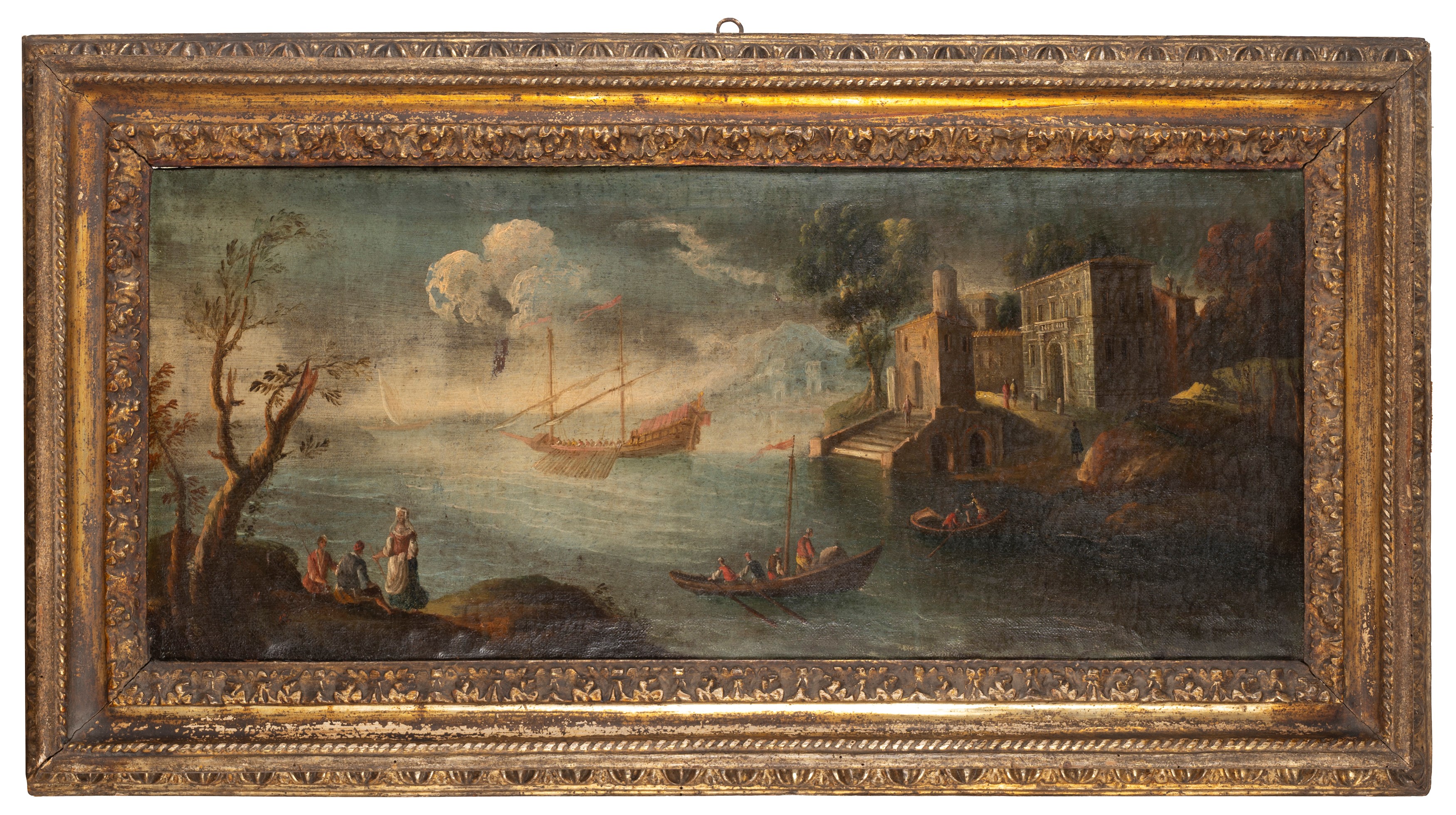 Scuola Italiana, Secolo XVIII - Marine con Scene di Porto