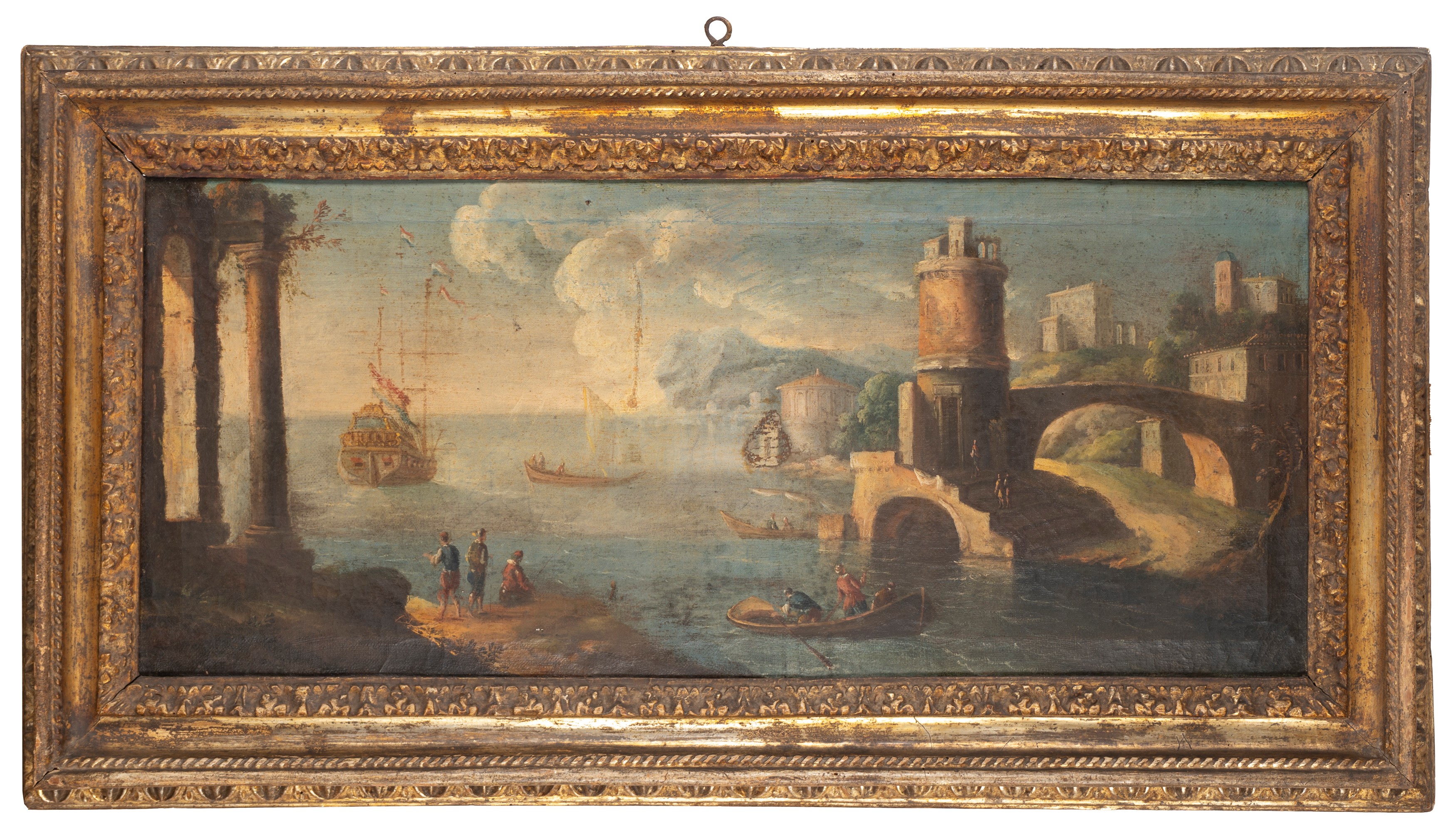 Scuola Italiana, Secolo XVIII - Marine con Scene di Porto
