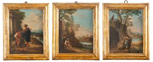 Arcadian landscapes with figures