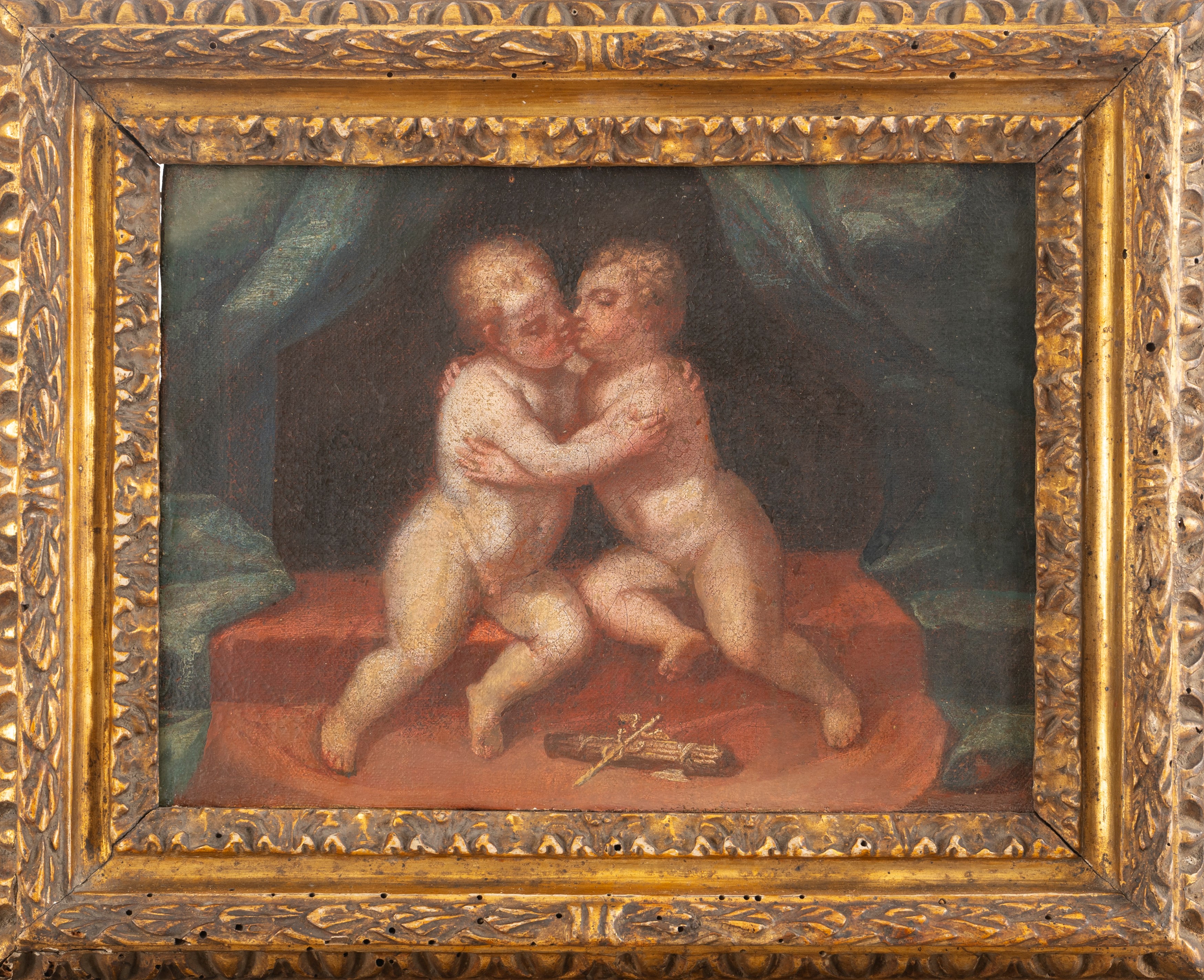 Due putti che si abbracciano