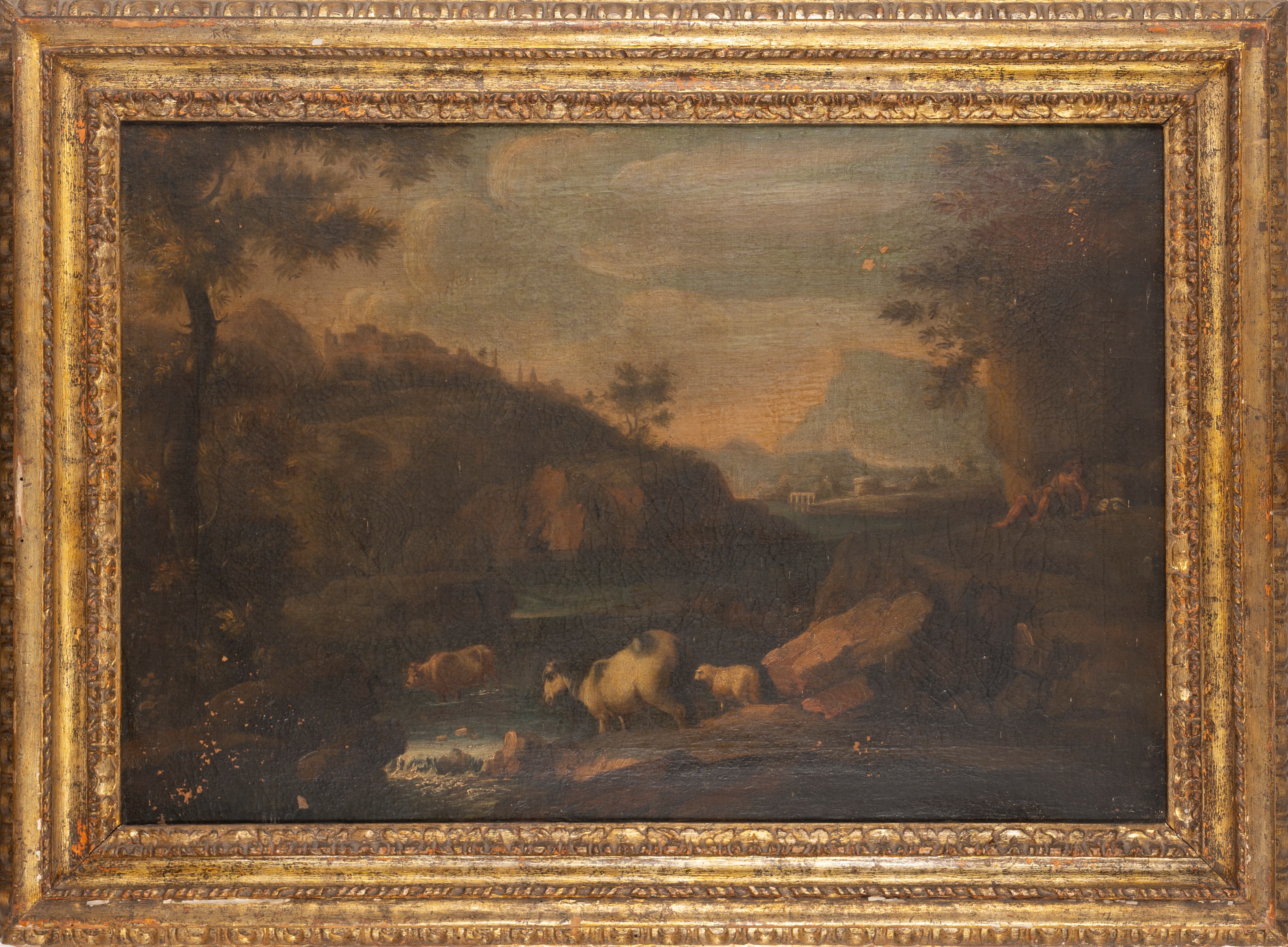 Seguace di Philipp Peter Roos, Detto Rosa da Tivoli - Paesaggio con Armenti