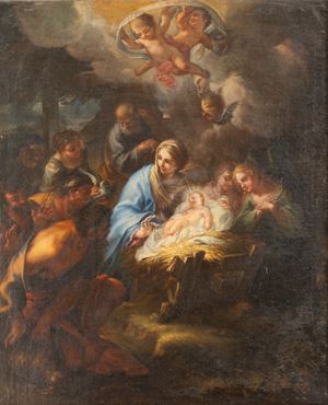 Scuola napoletana, secolo XVIII - Adorazione dei pastori
