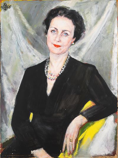 Ritratto di Teresa De Rubertis Tortorella, olio su cartoncino, 1955