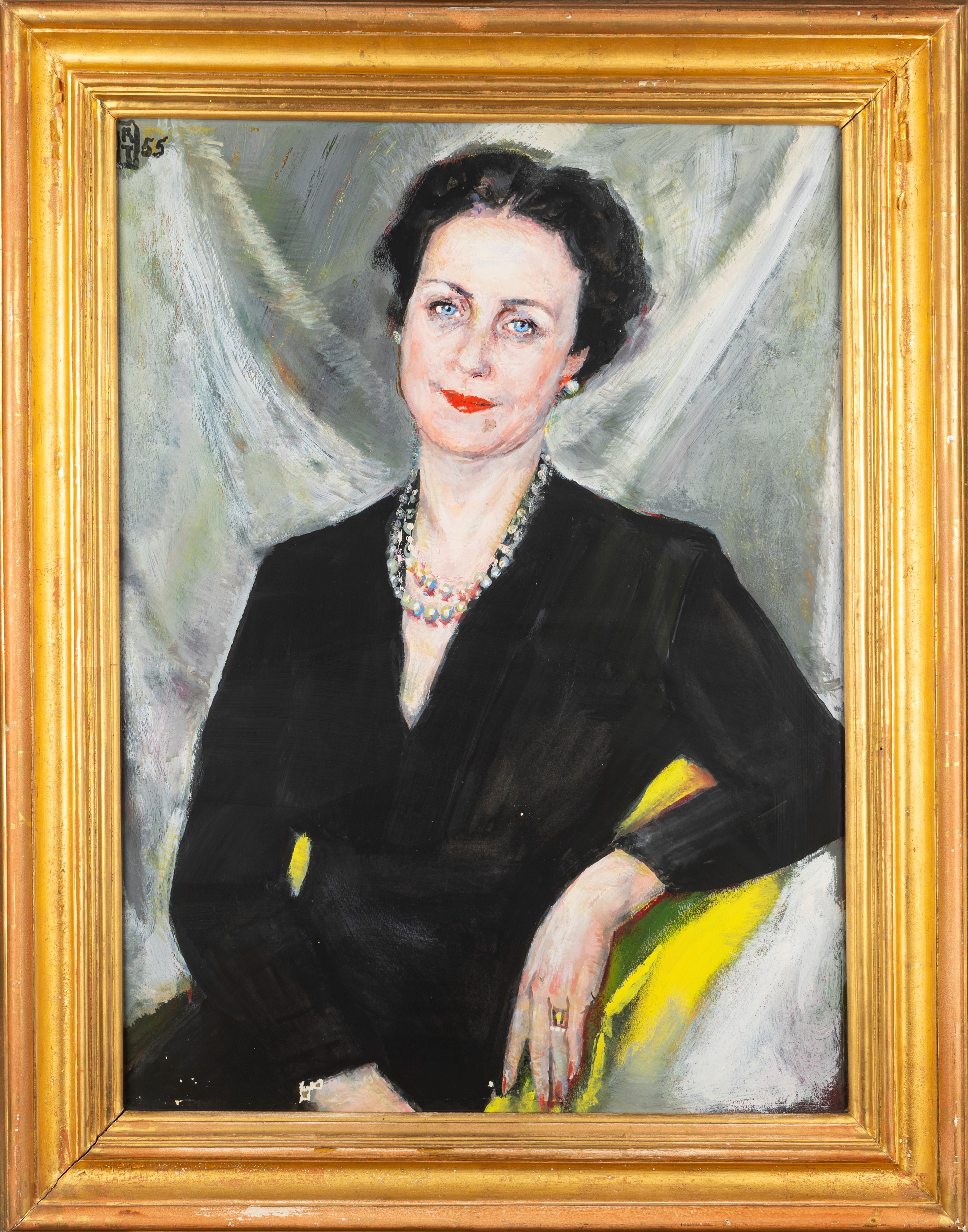Renato Tomassi - Ritratto di Teresa De Rubertis Tortorella, olio su cartoncino, 1955