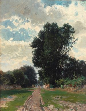 Scuola lombarda, secolo XIX - The tree-lined avenue