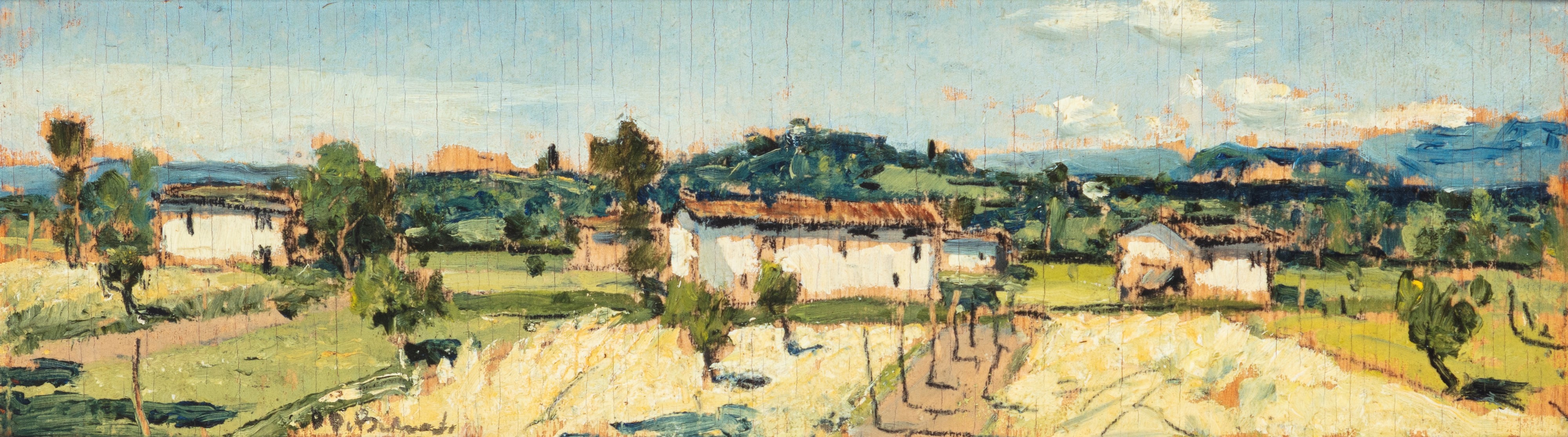 Domenico De Bernardi - Mattino e Tramonto, coppia di oli su compensato