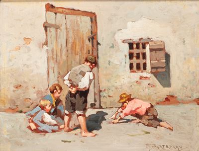Giochi di bimbi, olio su tavola