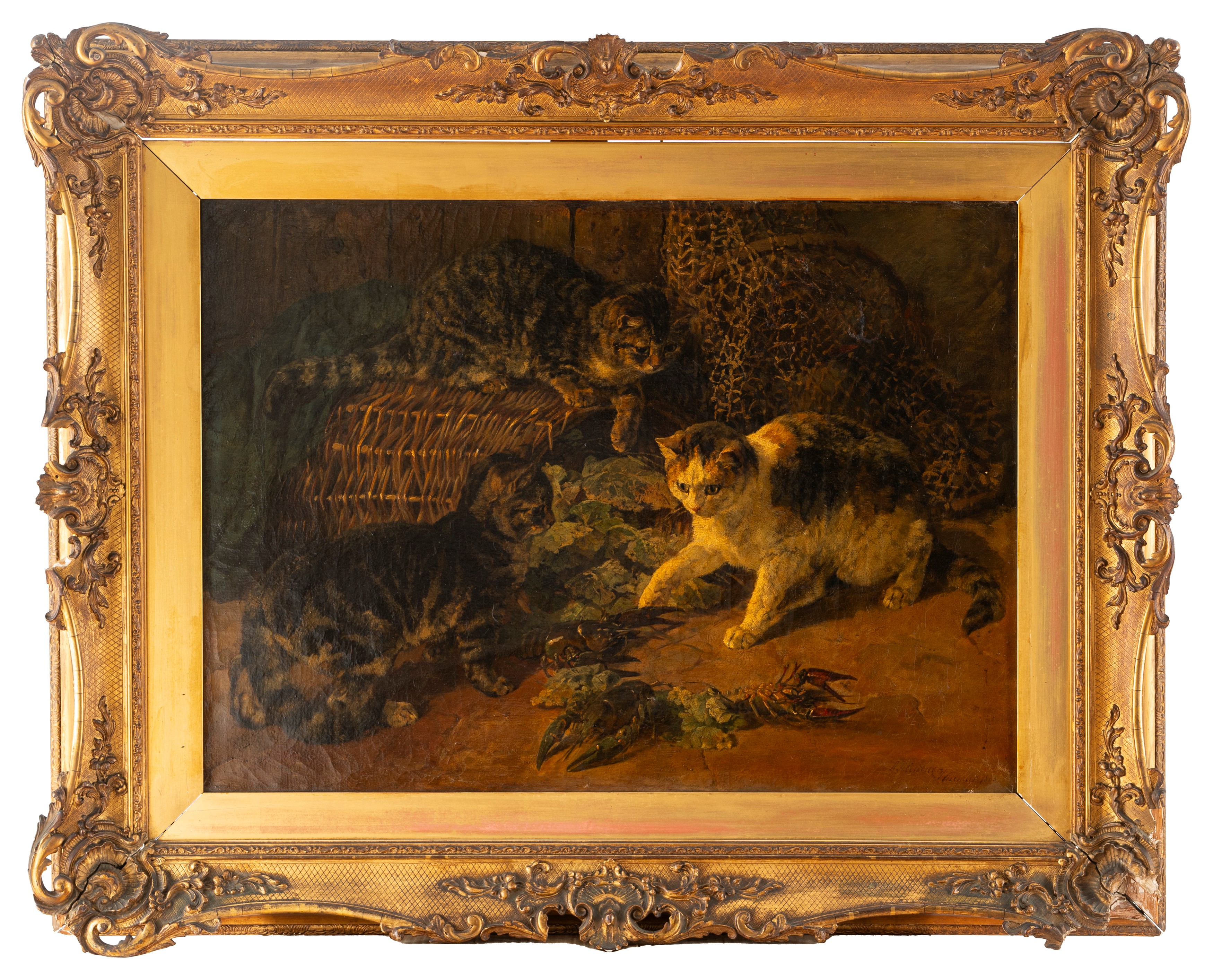 Horatio Henry Couldery - Gatti curiosi, olio su tela