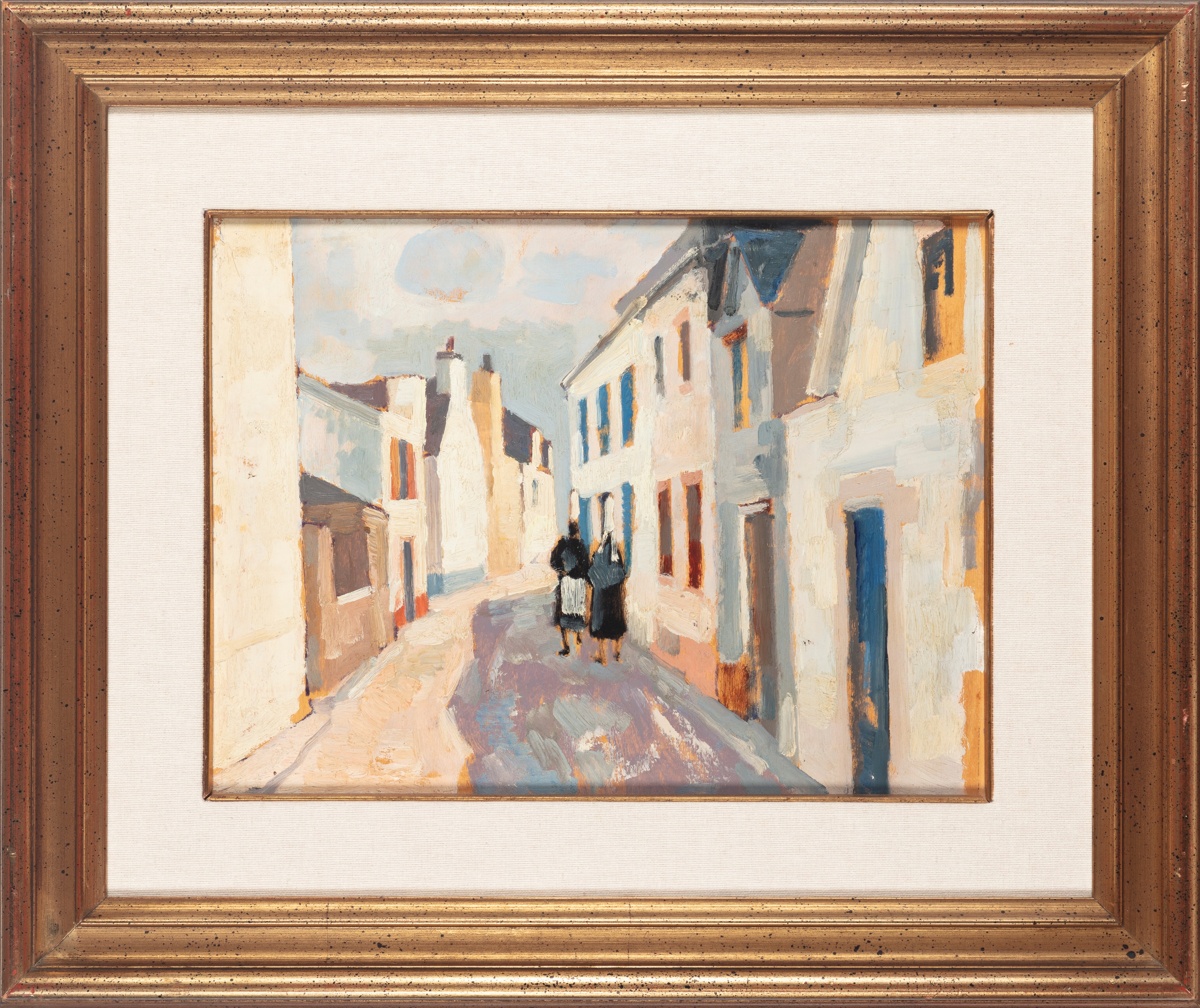 Luigi Brambati - Villaggio bretone, olio su tavola