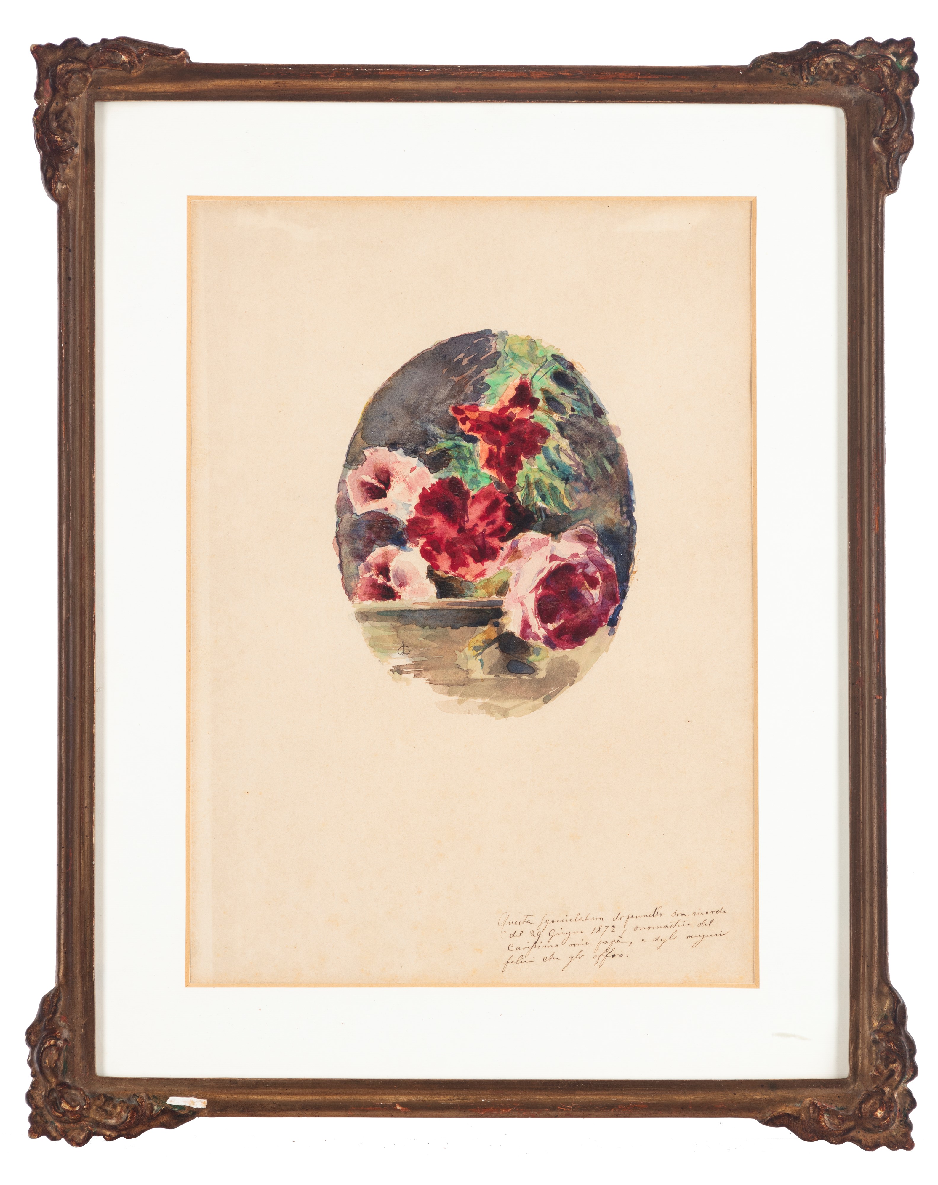 Luigi Conconi - Fiori, acquerello su carta, 1872