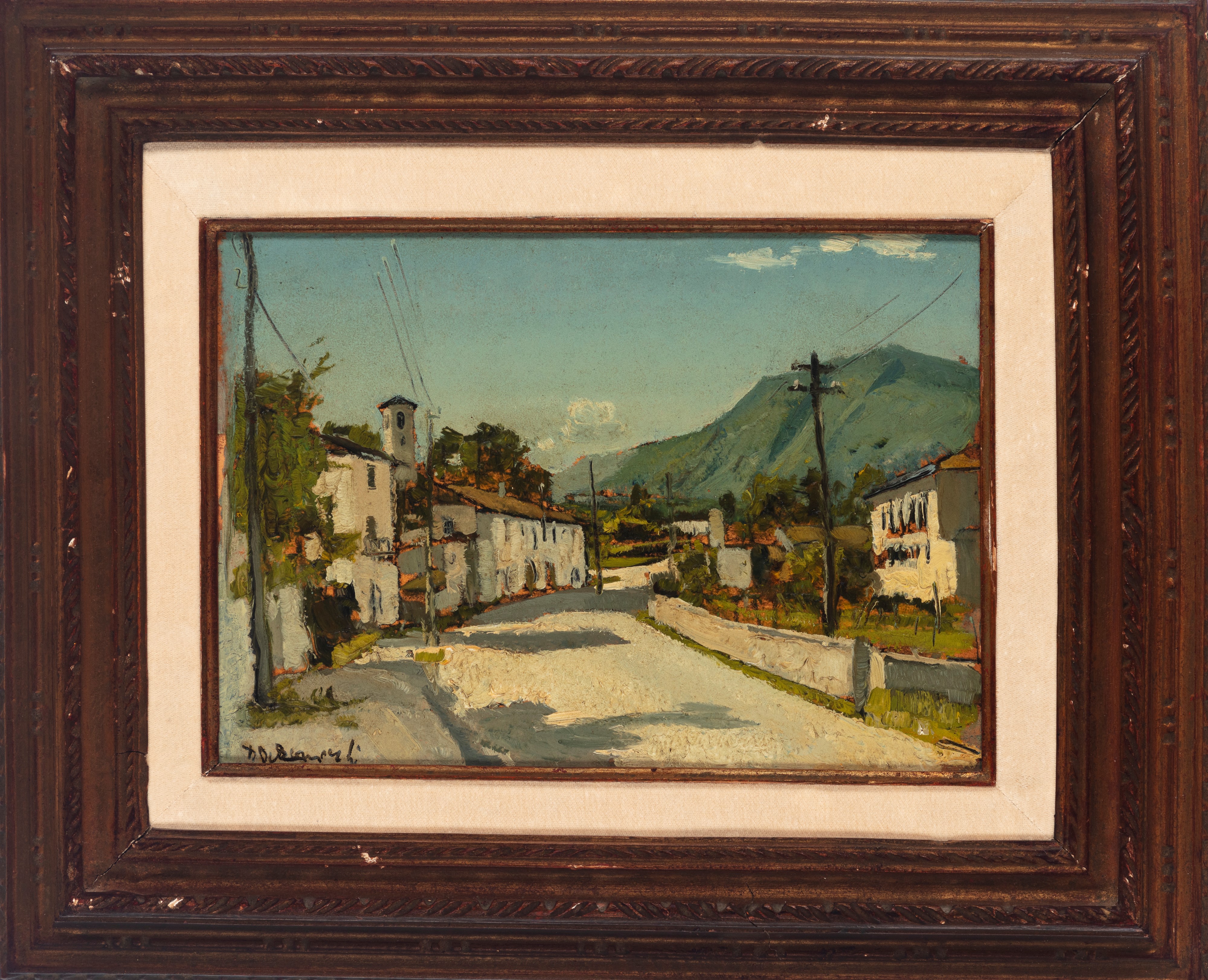 Domenico De Bernardi - La strada, olio su cartone, 1930