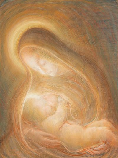 Maternità, pastello su carta
