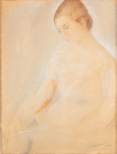 Ritratto femminile, tecnica mista su cartone, 1933