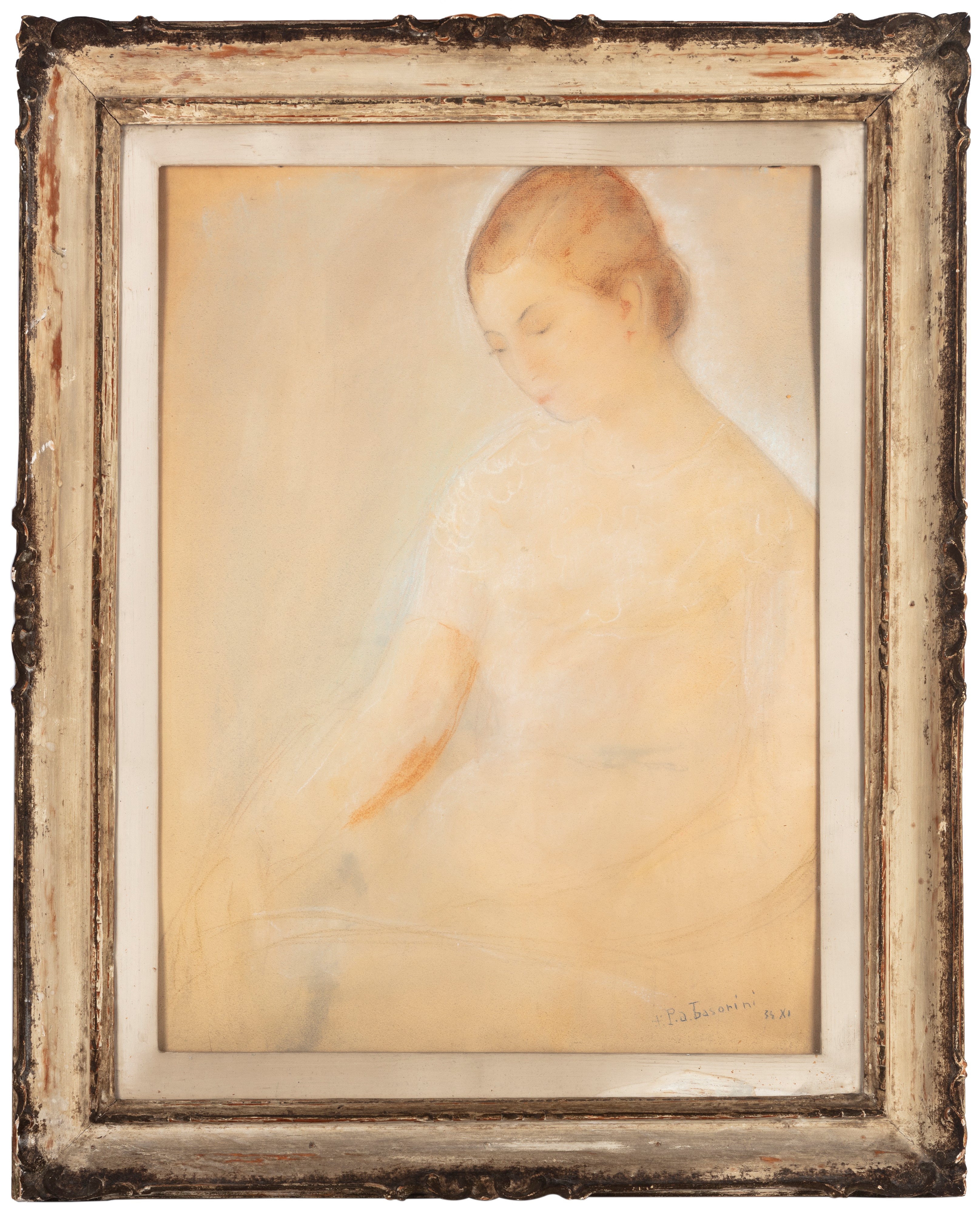 Pierangelo Basorini - Ritratto femminile, tecnica mista su cartone, 1933