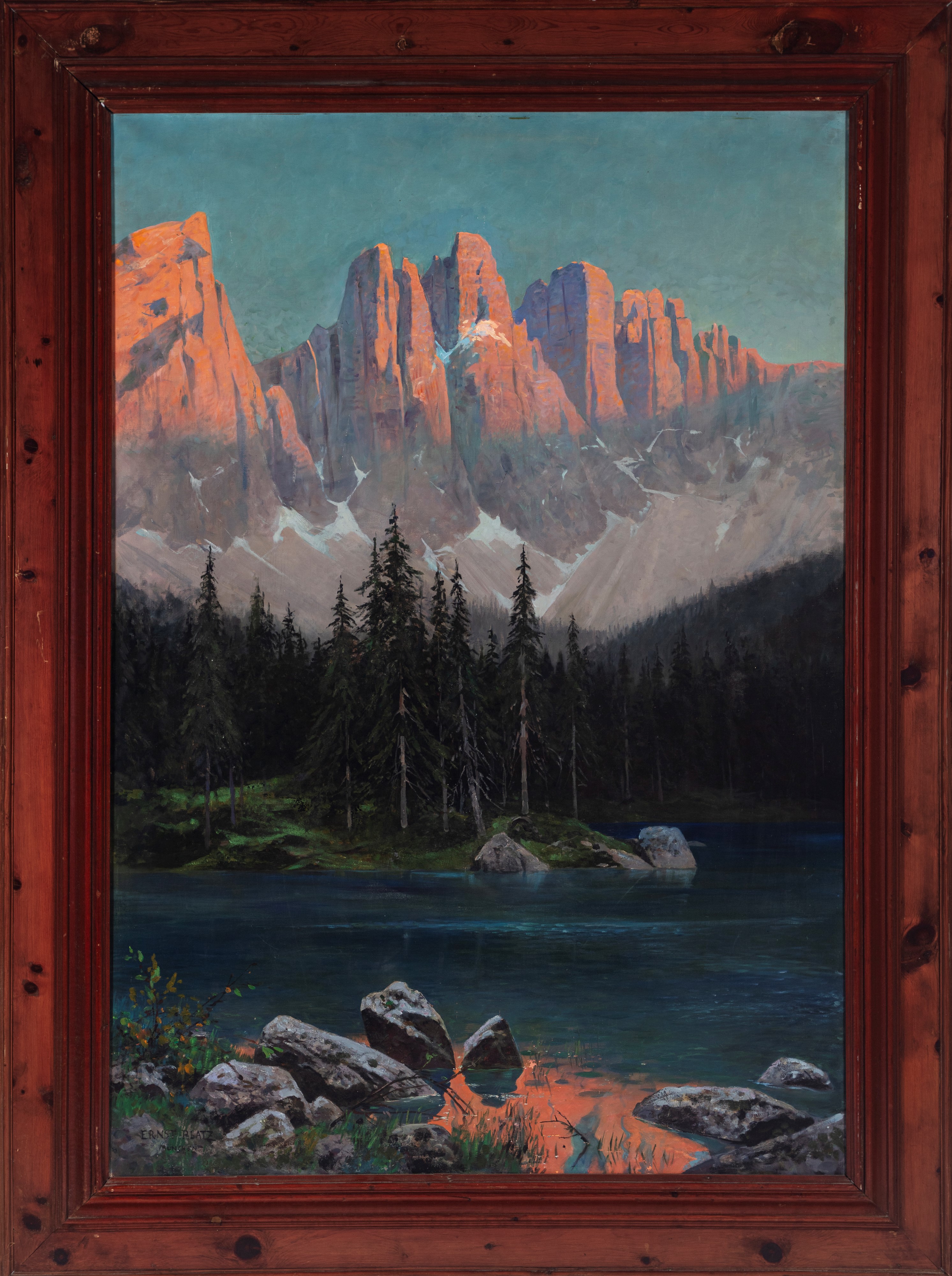 Ernst Platz - Dolomiti, Tramonto sul Gruppo del Catinaccio
