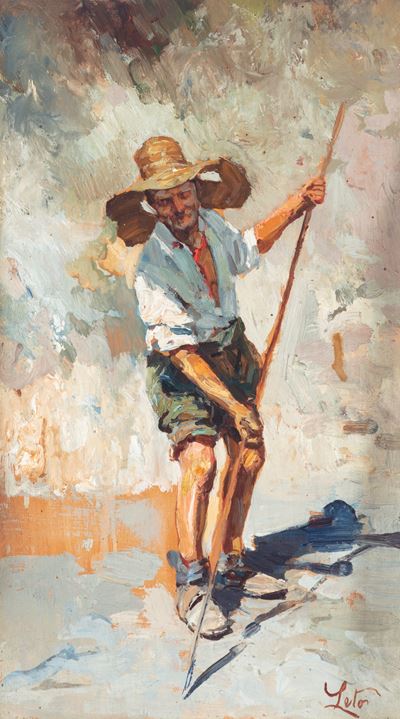 Pescatore, olio su tavola