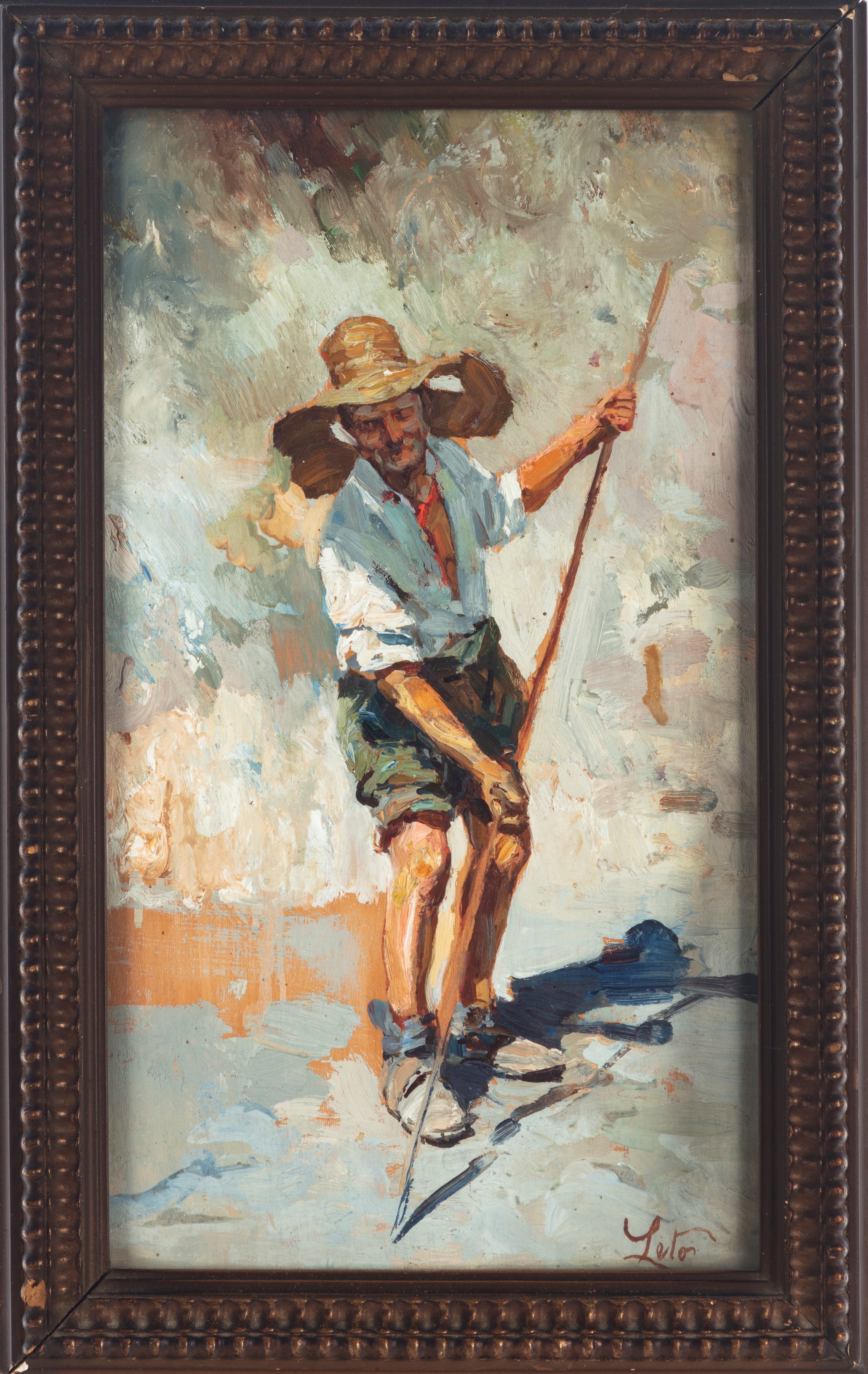 Antonino Leto - Pescatore, olio su tavola