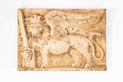 Bassorilievo in Marmo Raffigurante Leone di San Marco, Secolo XIX