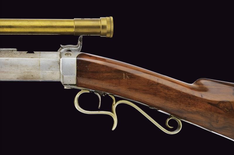 Carabina "bench rest" a luminello da tiro firmata C.L. Badger, con accessori