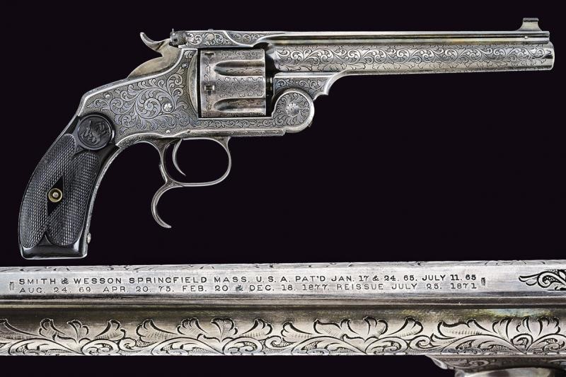 An engraved S&W New Model No. 3 Single Action Revolver about