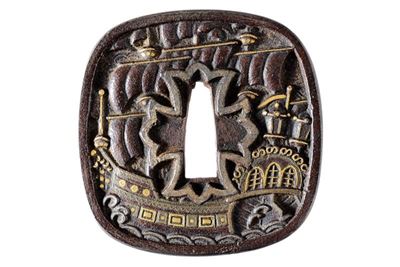 Tsuba con Rara Decorazione Kirishitan
