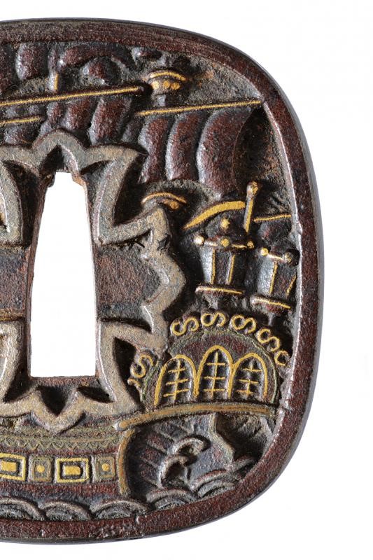 Tsuba con Rara Decorazione Kirishitan