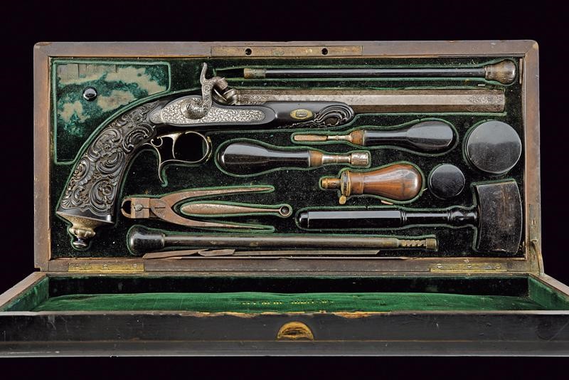 Pistola a Luminello da Tiro in Cassetta di Gastinne Renette
