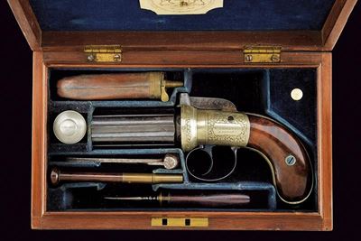 Raro Pepperbox Revolver in Cassetta di W. A. Beckwith
