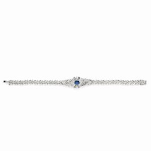 A 18K white gold , sapphire and diamond bracelet