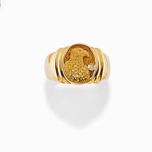 Anello in oro giallo 18K e diamanti taglio brillante