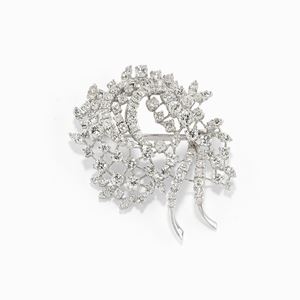 Spilla in oro bianco 18K e diamanti taglio brillante ct 4,50