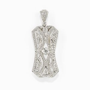 Pendente spilla in oro bianco 18K e diamanti taglio brillante