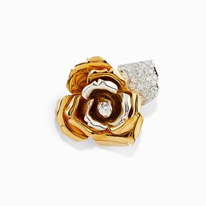 Pendente spilla in oro bicolore 18K e diamanti taglio brillante