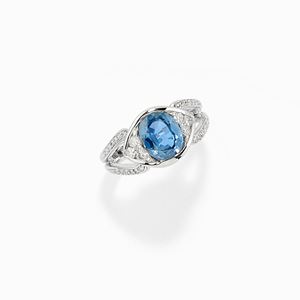 A 18K white gold, sapphire and diamond ring