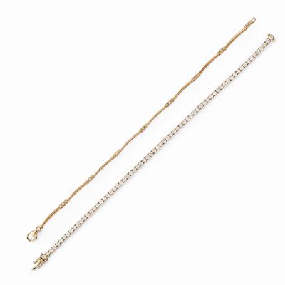 Due bracciali tennis in oro rosa 18K con diamanti taglio brillante
