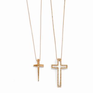 Two 18K rose gold and diamond necklaces