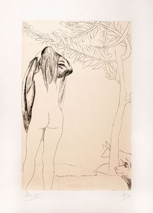 Manzù Giacomo - Nude and tree