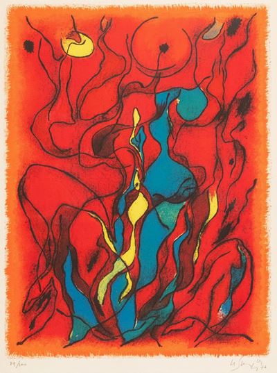 Hommage a Federico Fellini, litografia a colori, 1976, es. 89/100