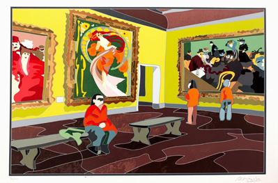 Al museo - serigrafia a colori e collage, es. 36/100