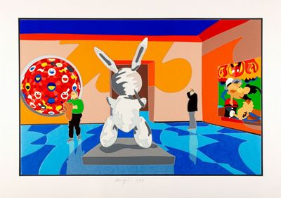 Al museo - Omaggio a Koons, serigrafia a colori e collage, es. 9/99