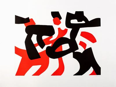 Composizione rosso nero, acquaforte acquatinta